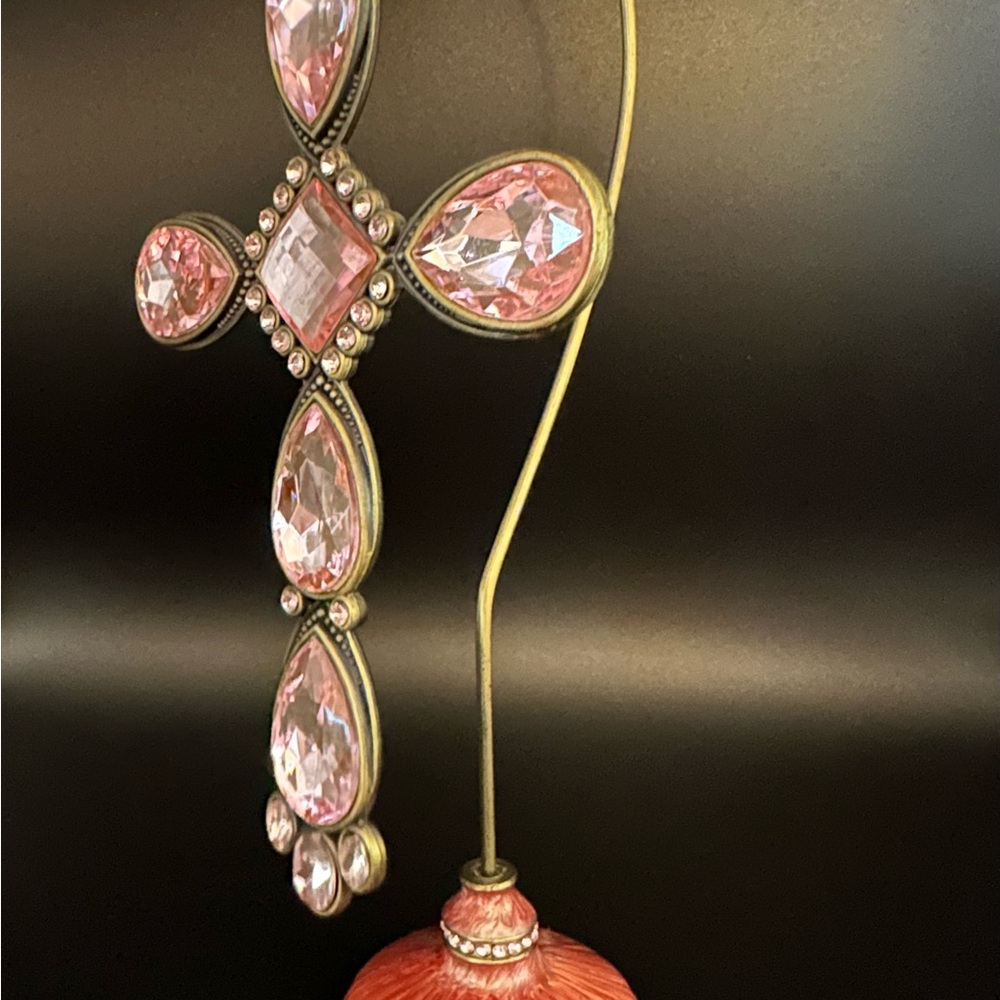 Kirkland Signature Pink and Gold Cross Ornament w/ Pink Stand